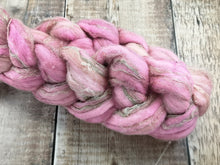 Load image into Gallery viewer, Pink - Spinning Fibre - Merino, Tussah Silk &amp; Linen Blend 100g Braid